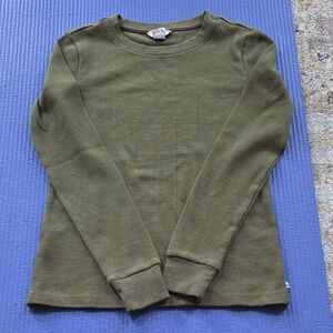 Eddie Bauer Olive Green Ribbed Crewneck Top